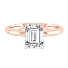 Load image into Gallery viewer, Emerald Solitaire Diamond Engagement ring with Gold or Platinum band and petals Manila Philippines