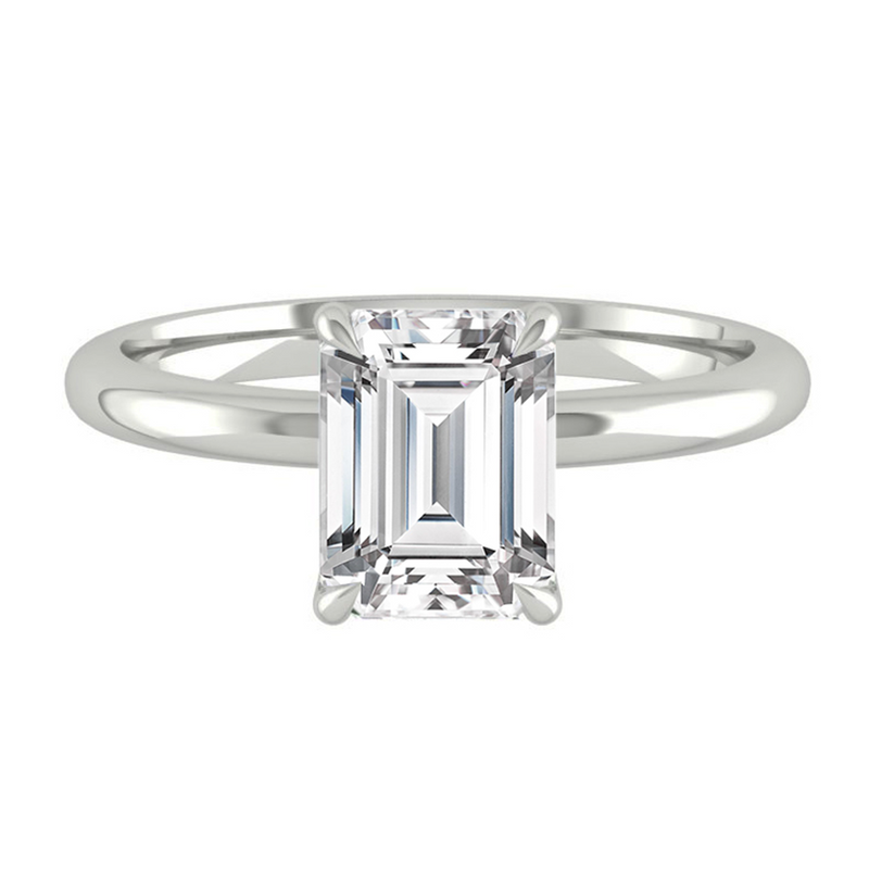 Emerald Solitaire Diamond Engagement ring with Gold or Platinum band and petals Manila Philippines