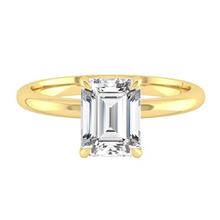 Load image into Gallery viewer, Emerald Solitaire Diamond Engagement ring with Gold or Platinum band and petals Manila Philippines