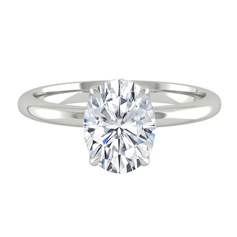 Oval Solitaire Diamond Engagement ring with Gold or Platinum band and petals Manila Philippines