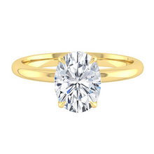 Load image into Gallery viewer, Oval Solitaire Diamond Engagement ring with Gold or Platinum band and petals Manila Philippines