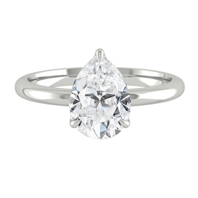Pear Solitaire Diamond Engagement ring with Gold or Platinum band and petals Manila Philippines