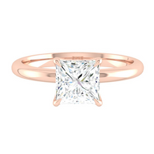 Load image into Gallery viewer, Princess Solitaire Diamond Engagement ring with Gold or Platinum band and petals Manila Philippines