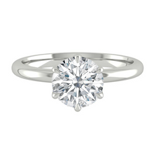 Load image into Gallery viewer, Round Solitaire Diamond Engagement ring with Gold or Platinum band and petals Manila Philippines