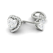 Load image into Gallery viewer, Lucce Montevalle Heart Earrings Natural Diamond 1.30ctw F VS2 GIA Platinum