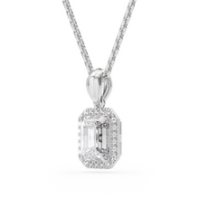 Load image into Gallery viewer, LUCCE Emerald cut Diamond necklace with Halo Pendant Necklace in Gold or Platinum