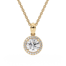 Load image into Gallery viewer, LUCCE Round cut Diamond necklace with Halo Pendant Necklace in Gold or Platinum