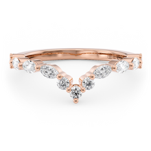 Load image into Gallery viewer, LUCCE Alternating Marquise and Round Diamond Chevron Wedding Ring in Gold or Platinum
