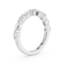 Load image into Gallery viewer, LUCCE Alternating Marquise and Round Diamond Wedding Ring in Gold or Platinum