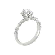 Load image into Gallery viewer, Round Diamond Engagement Ring with Marquise and Round Accent Band with Petal Prong in Gold or Platinum, Manila Philippines