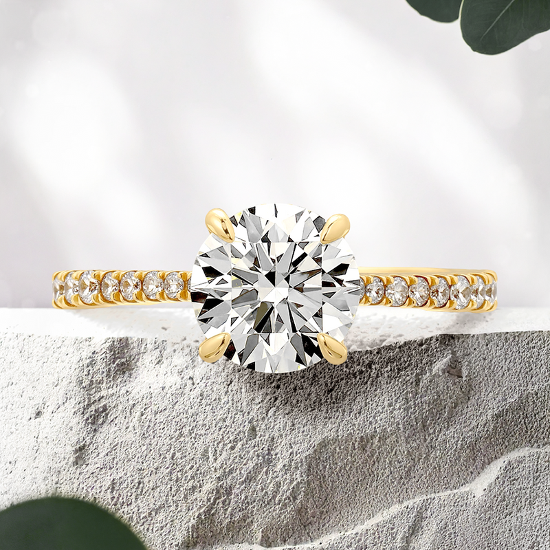 Lucce Daphne Pavè Round Lab Diamond 1.50ct D VVS2 Id IGI 18K Yellow Gold