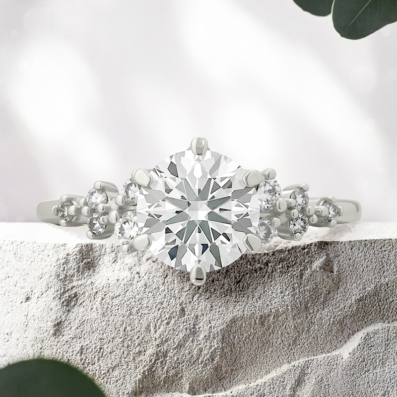 Lucce Ellia Round Lab Diamond 1.19ct E VVS2 Id IGI 14K White Gold