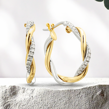 Load image into Gallery viewer, Lucce Fiore Hoop Earrings 0.30CTW Natural Diamond 14K Yellow and White Gold