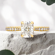 Load image into Gallery viewer, Lucce Azalea Pavé Cushion Lab Diamond 1.03ct D VVS2 Ex IGI 18K Yellow Gold