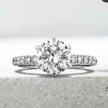 Load image into Gallery viewer, LUCCE VERONA™ Pavé 6 Prong Round Natural Diamond 1.50ct I VS2 Ex GIA Platinum