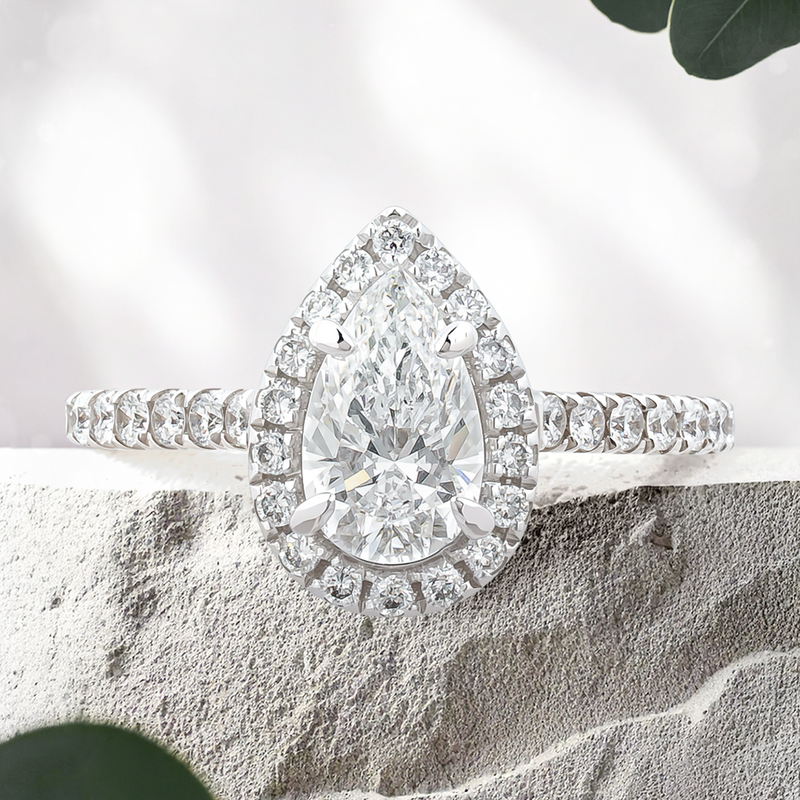 Lucce Montevalle Pear Lab Diamond 0.76ct D VS1 Ex IGI 14K White Gold