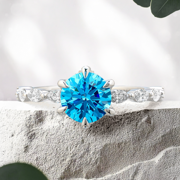 Lucce Paula Ocean Blue Lab Diamond 1.25ct Fancy Vivid Blue VS1 Id IGI Platinum