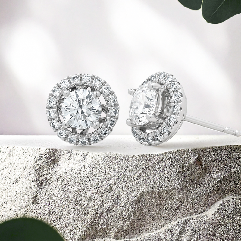 Lucce Montevalle Earrings Round Natural Diamond 0.94CTW D VS1 Ex GIA Platinum