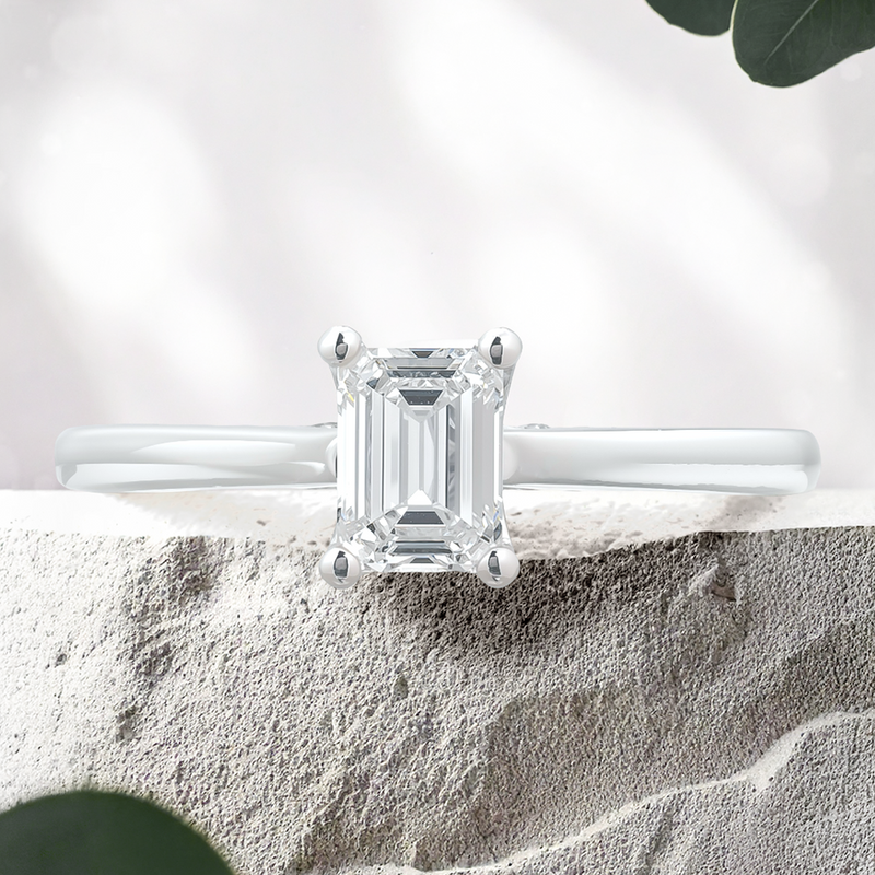 Lucce Firenze Emerald Lab Diamond 0.54ct D VVS2 Ex IGI 14K White Gold