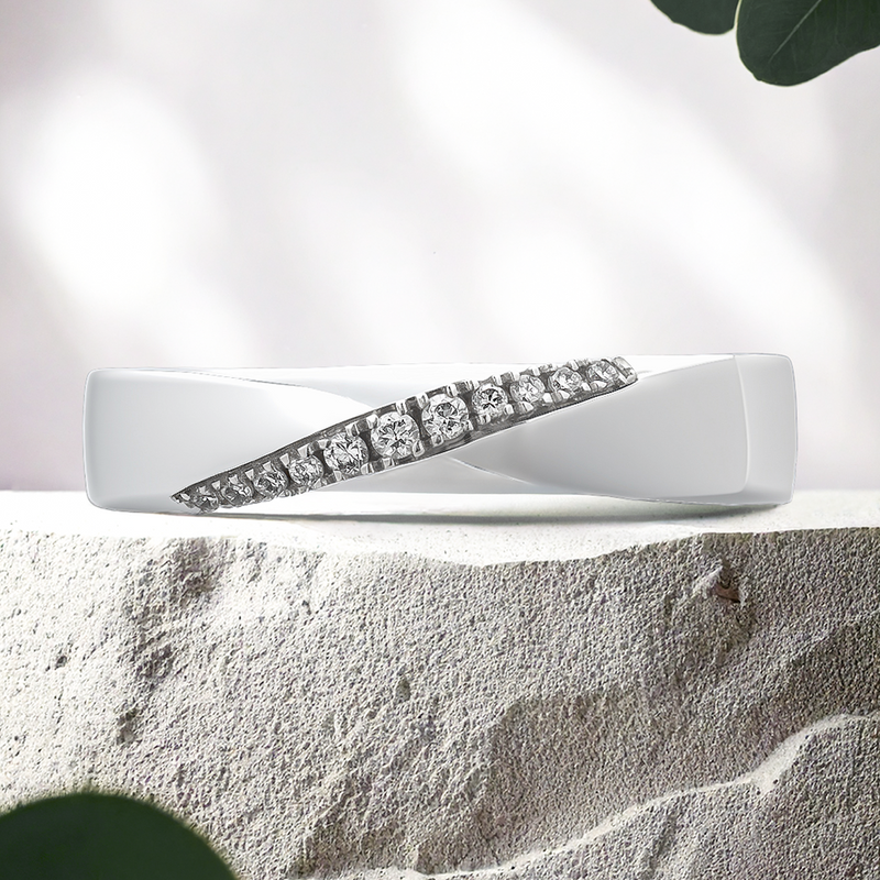 Lucce Adiel Polished 4mm 0.15CTW Lab Diamond 14K White Gold