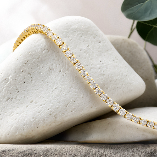 Lucce Diana Tennis Bracelet 3.70CTW DEF VVS Lab Diamond 14K Yellow Gold