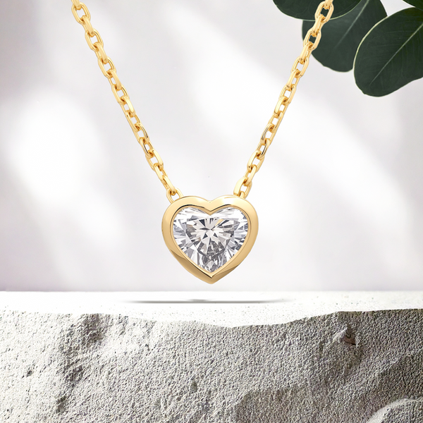 Lucce Carla Heart Necklace Natural Diamond 0.30ct G VS1 GIA 14K Yellow Gold