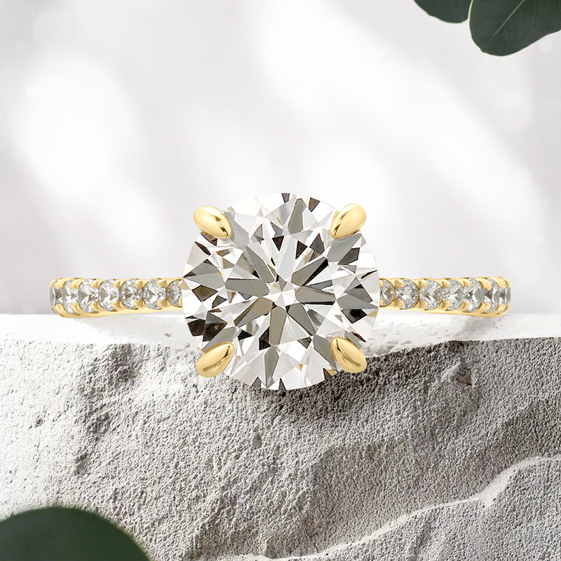 Lucce Daphne Round Lab Diamond 2.08ct D VVS2 Id IGI 18K Yellow Gold