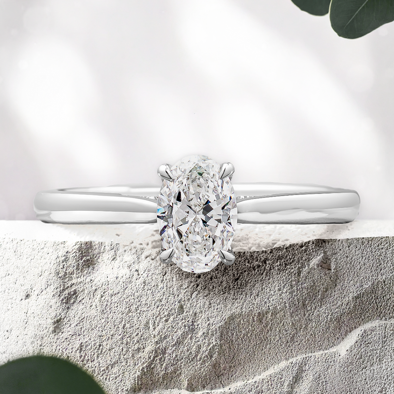 Lucce Azalea Oval Natural Diamond 0.50ct G VS2 Ex GIA 18K White Gold
