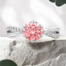 Load image into Gallery viewer, Lucce Fiore Sei Round Rosé Pink Lab Diamond 1.08ct Fancy Intense Pink VS1 Id IGI Platinum