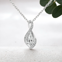 Load image into Gallery viewer, Lucce Fiore Infinity Pear Necklace Natural Diamond 0.50ctw (0.30ct F VS2 Ex GIA Center Stone) 18K White Gold