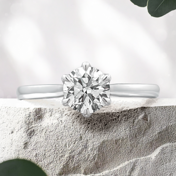 Lucce Azalea Round Lab Diamond 0.53ct D VVS2 Id IGI 14K White Gold