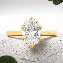 Load image into Gallery viewer, Lucce Azalea Oval 6-prongs Lab Diamond 2.02ct D VS1 Ex IGI 18K Yellow Gold