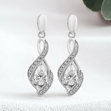 Load image into Gallery viewer, Lucce Fiore Infinity Pear Dangling Earrings Natural Diamond 1.00ctw (0.60ctw D VS1 VS2 Ex GIA Center Stone) 18K White Gold