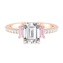 Load image into Gallery viewer, Emerald Moissanite Engagement Ring with Pink Sapphire in the Philippines
