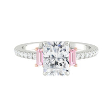 Load image into Gallery viewer, Three stone moissanite engagement ring with Pink Sapphire Philippines
