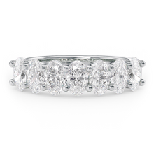 Load image into Gallery viewer, LUCCE Half Eternity Trellis 7-Stone Oval Diamond Wedding Ring in Gold or Platinum