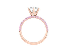 Load image into Gallery viewer, Lab Diamond Engagement Ring with pink diamonds in the band
