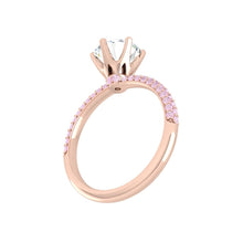 Load image into Gallery viewer, Lab Diamond Engagement Ring with pink diamonds in the band
