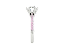 Load image into Gallery viewer, Lab Diamond Engagement Ring with pink diamonds in the band