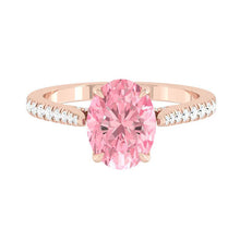 Load image into Gallery viewer, Lucce Azalea Pavé Oval Rosé Pink Lab Diamond 1.00ct Fancy Vivid Pink VVS2 Ex IGI 18K Rose Gold