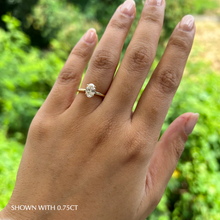 Load image into Gallery viewer, Oval Solitaire Diamond Engagement ring with Gold or Platinum band and petals Manila Philippines
