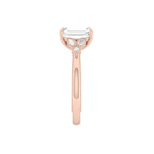 Load image into Gallery viewer, Radiant Diamond Engagement Rig with Marquise and Round cut and milgrain accent Band in Gold or Platinum, Manila, Philippines