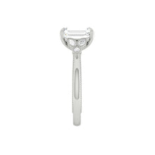Load image into Gallery viewer, Radiant Diamond Engagement Rig with Marquise and Round cut and milgrain accent Band in Gold or Platinum, Manila, Philippines