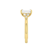 Load image into Gallery viewer, Radiant Diamond Engagement Rig with Marquise and Round cut and milgrain accent Band in Gold or Platinum, Manila, Philippines