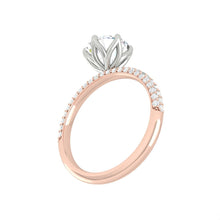 Load image into Gallery viewer, Round Diamond Engagement ring with Tri-row Pave Gold or Platinum band and petals Manila Philippines