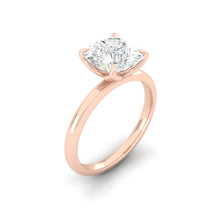 Load image into Gallery viewer, Cushion Solitaire Diamond Engagement ring with Gold or Platinum band and petals Manila Philippines