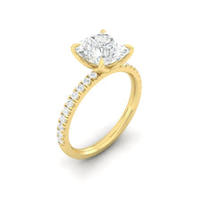 Load image into Gallery viewer, Cushion Diamond Engagement ring with  Pave Gold or Platinum band and petals Manila Philippines