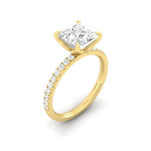 Load image into Gallery viewer, Princess Diamond Engagement ring with  Pave Gold or Platinum band and petals Manila Philippines