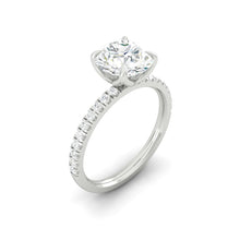 Load image into Gallery viewer, Round Diamond Engagement ring with Pave Gold or Platinum band and petals Manila Philippines