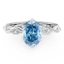 Load image into Gallery viewer, Lucce Constance Petal Oval 6-Prong Ocean Blue Diamond